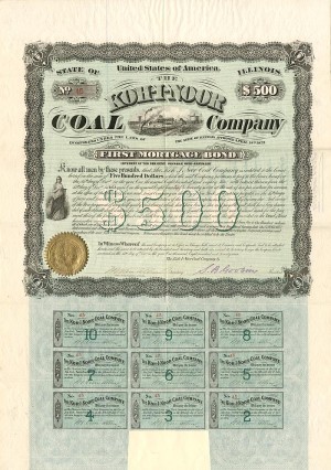 Koh-I-Noor Coal Co. - $500 Bond (Uncanceled)